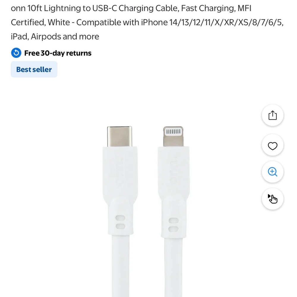 White USB-C to Lightning Cable